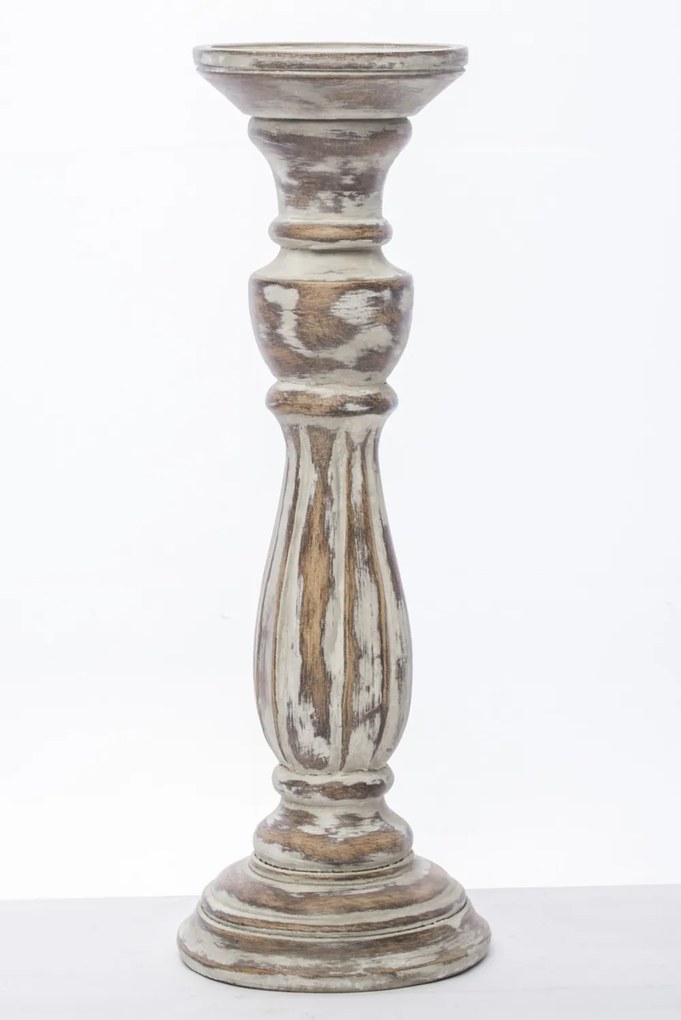 Provence koptatott barna-fehér műanyag gyertyatartó állvány 33x11x11cm