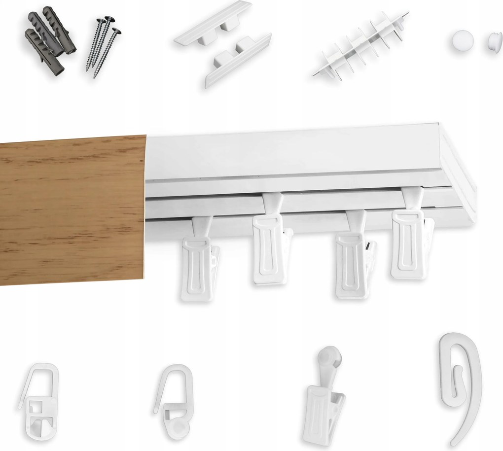 Mennyezeti függönykarnis 2 vágányos, álcázó mennyezeti sín fedéllel Színes 130