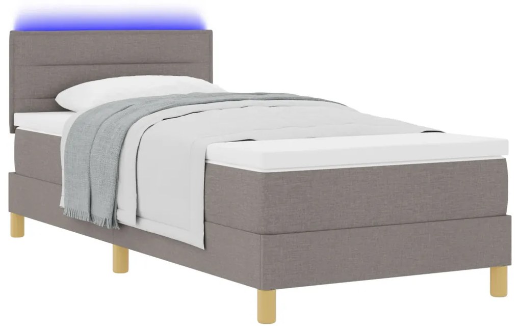 vidaXL LED Box Spring Ágy matracmal Tópszínű 80 x 200 cm szövet