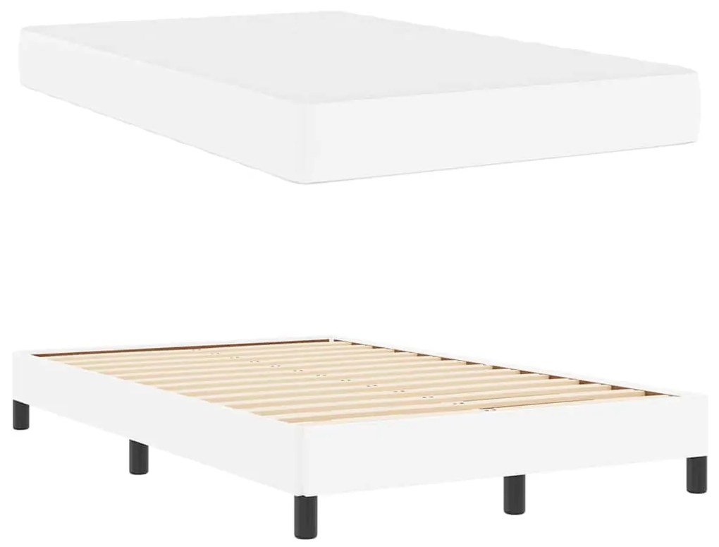 Ágy matracmal Tiszta fehér 120 x 200 cm Műbőr