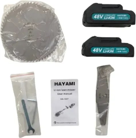 Akkus összecsukható fűkasza - HAYAMI HA-1037 + 2 akku + tartozékok
