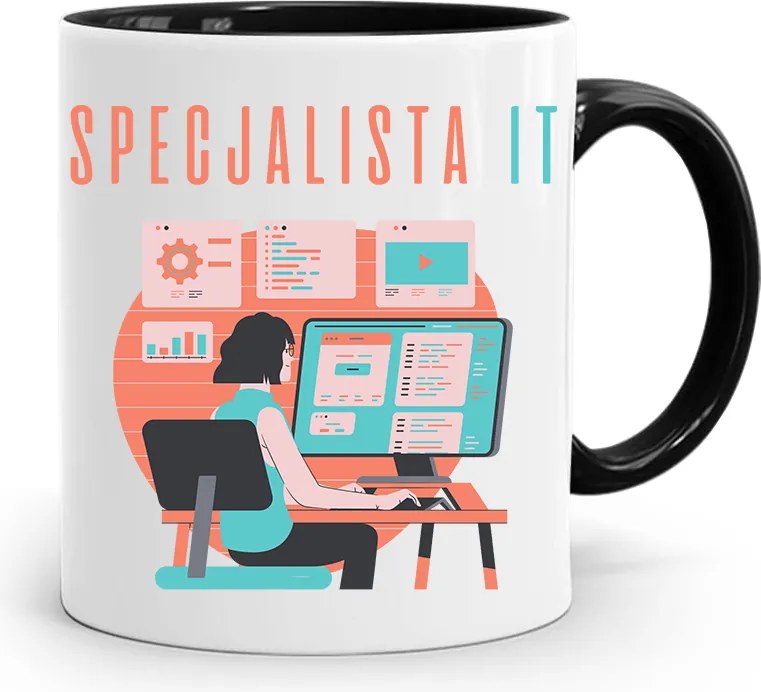 Bögre Fekete Informatika Programozó Szakember nyomtatott fényképpel