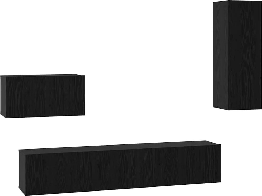 vidaXL Fali TV Szekrény Falra szerelhető 4 pcs Fekete tölgy Faanyag