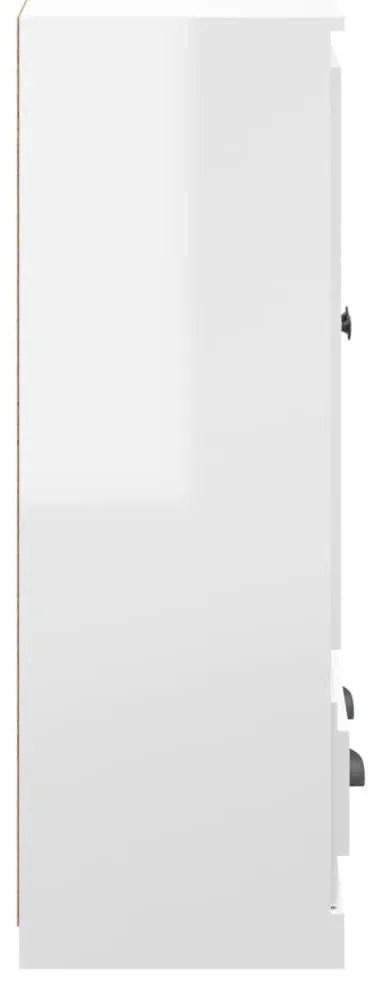 magasfényű fehér szerelt fa magasszekrény 60x35,5x103,5 cm