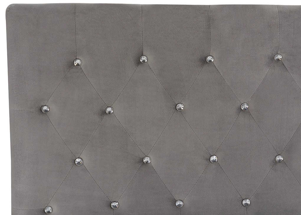 Szürke bársony ágyneműtartós franciaágy 140 x 200 cm AMIENS Beliani