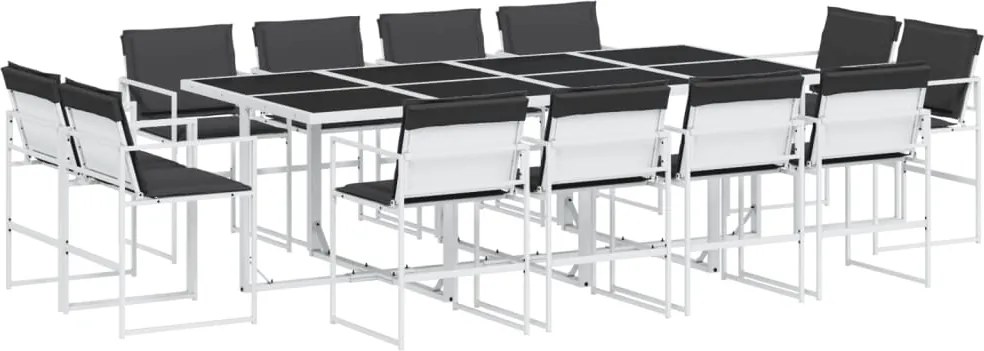 vidaXL 13 részes fehér textilén kerti étkezőgarnitúra párnákkal