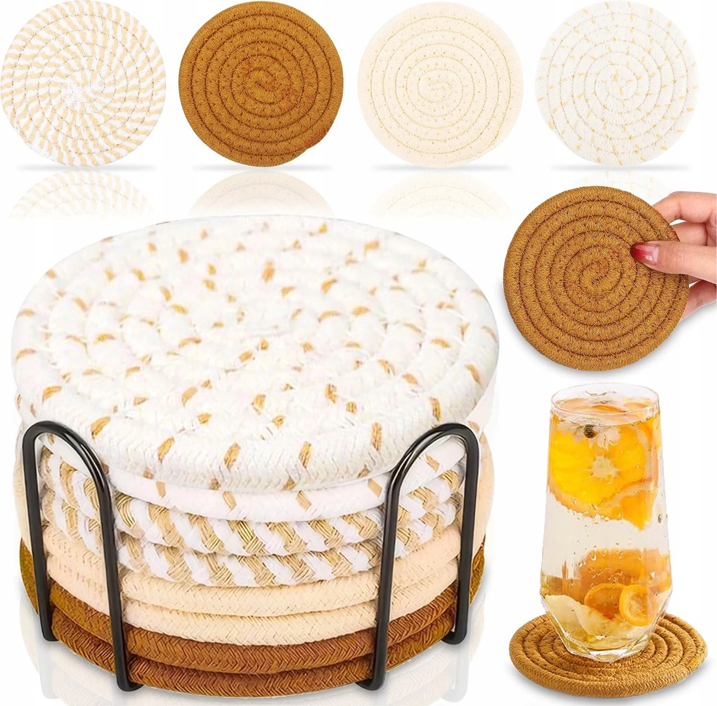 Poháralátét Pamut Poháralátét Szett 8DB Állvány