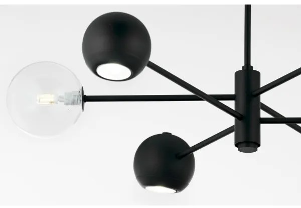 Jupiter 1995 - Csillár rúdon MOKA 3xGU10/10W/230V + 3xG9/10W/230V fekete/átlátszó