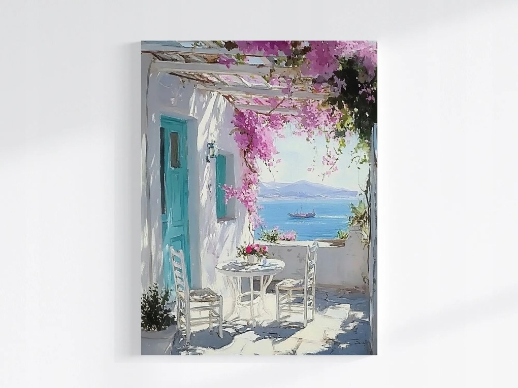 Vászonkép Canvas Tájkép Görögország Ház Villa Terasz Tenger Nyár 60x80