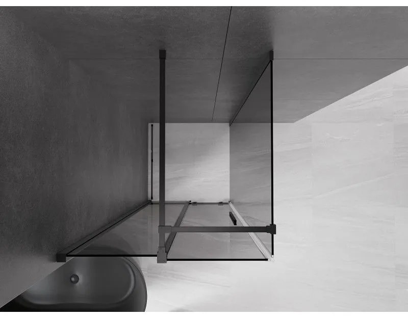 Mexen Velar, tolóajtós zuhanykabin 110 x 110 cm, 8mm szürke üveg, fekete matt, 871-110-110-41-70