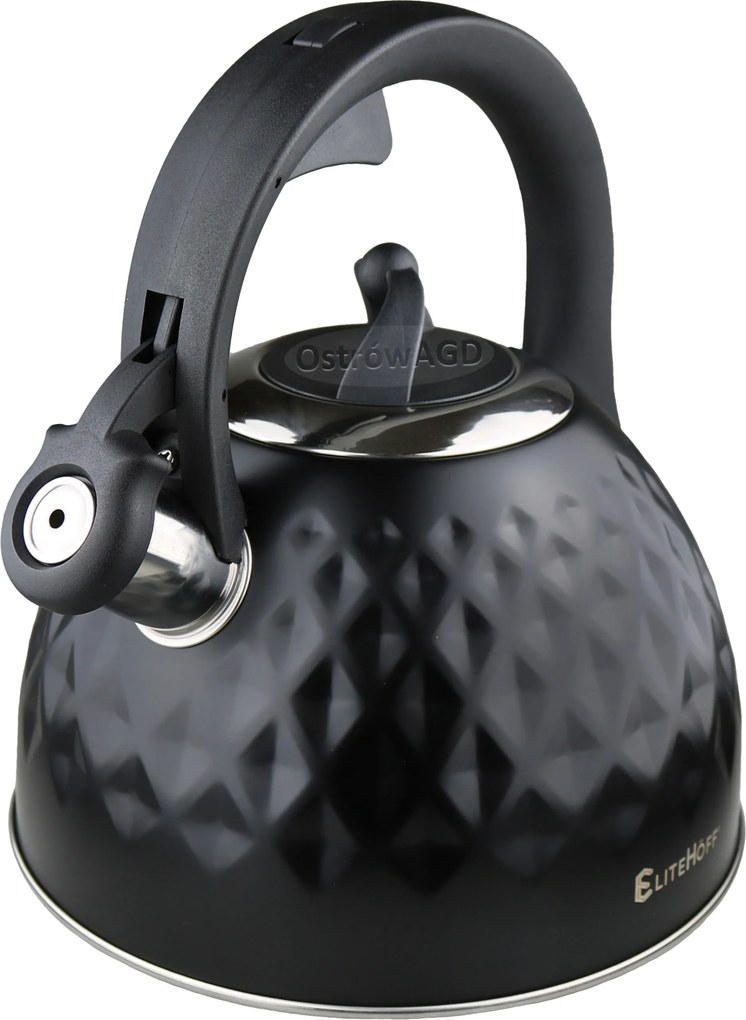 Vízforraló síppal Acél Fekete 3L EliteHoff