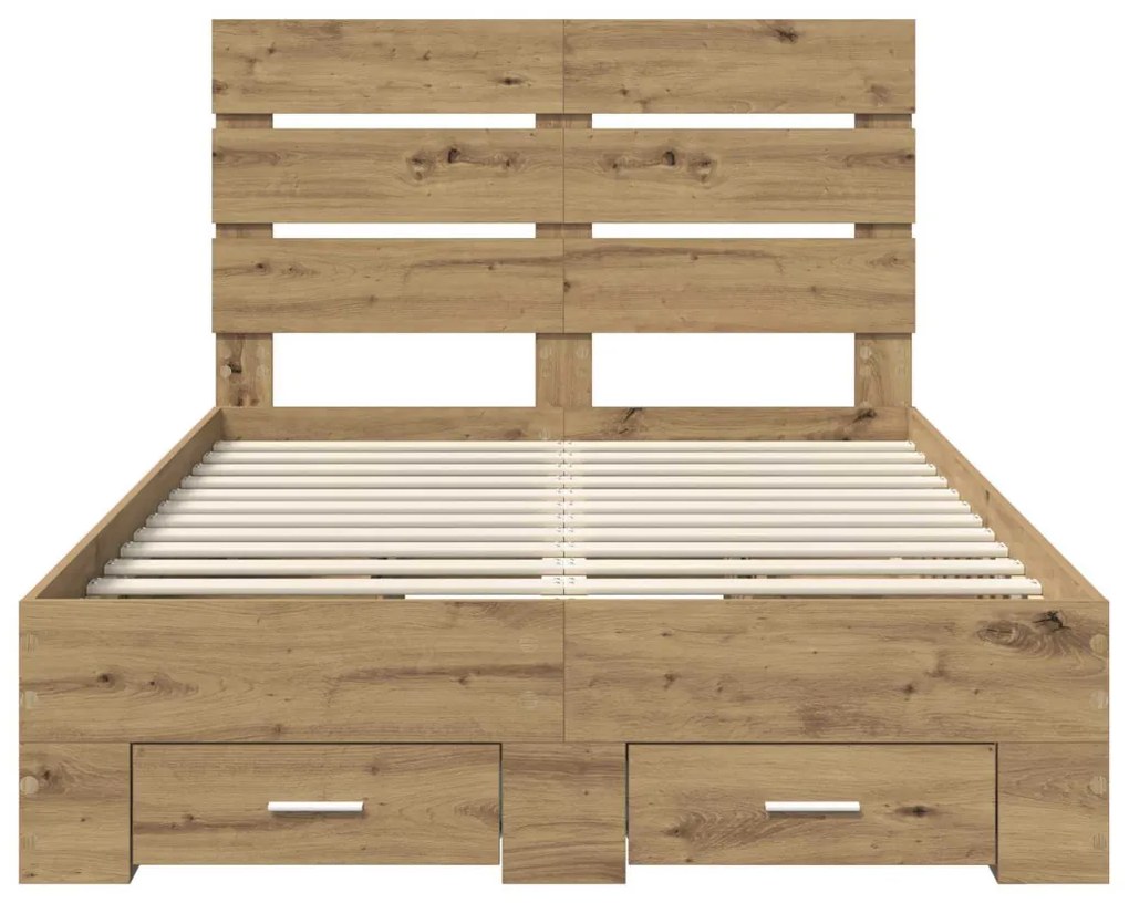 vidaXL Ágykeret fiókkal fejtámlával Artisan tölgy 135 x 190 cm Faanyag