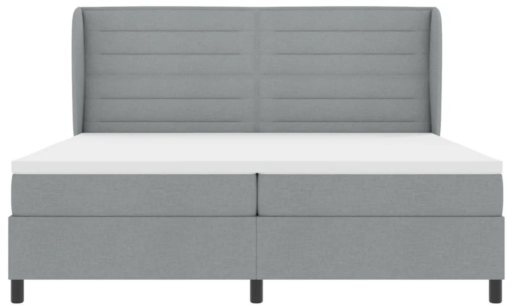 Boxspring Ágy Matrac Kép Barnás Szürke 200x200 cm Szövet