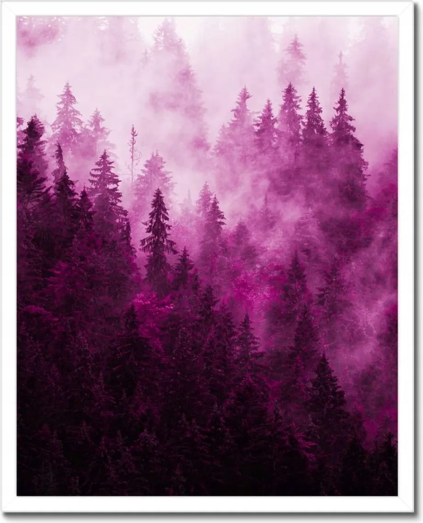 Poszter fehér keretben 40x50 Tájkép Rózsa Hegyek Köd