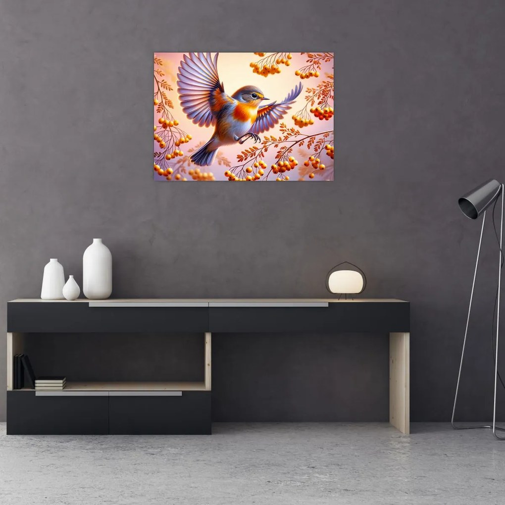 Kép - Madár berkenyével (70x50 cm)