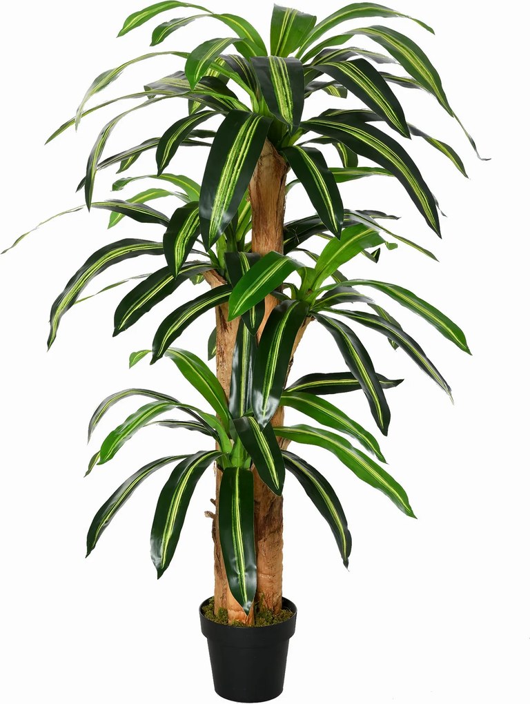 Outsunny Mesterséges Dracaena 160 cm Cserépben - 66 Párnalevél Trópusi Fa Kertbe, Erkélyre, Irodába vagy Nappaliba Ø20x160 cm Zöld | Aosom