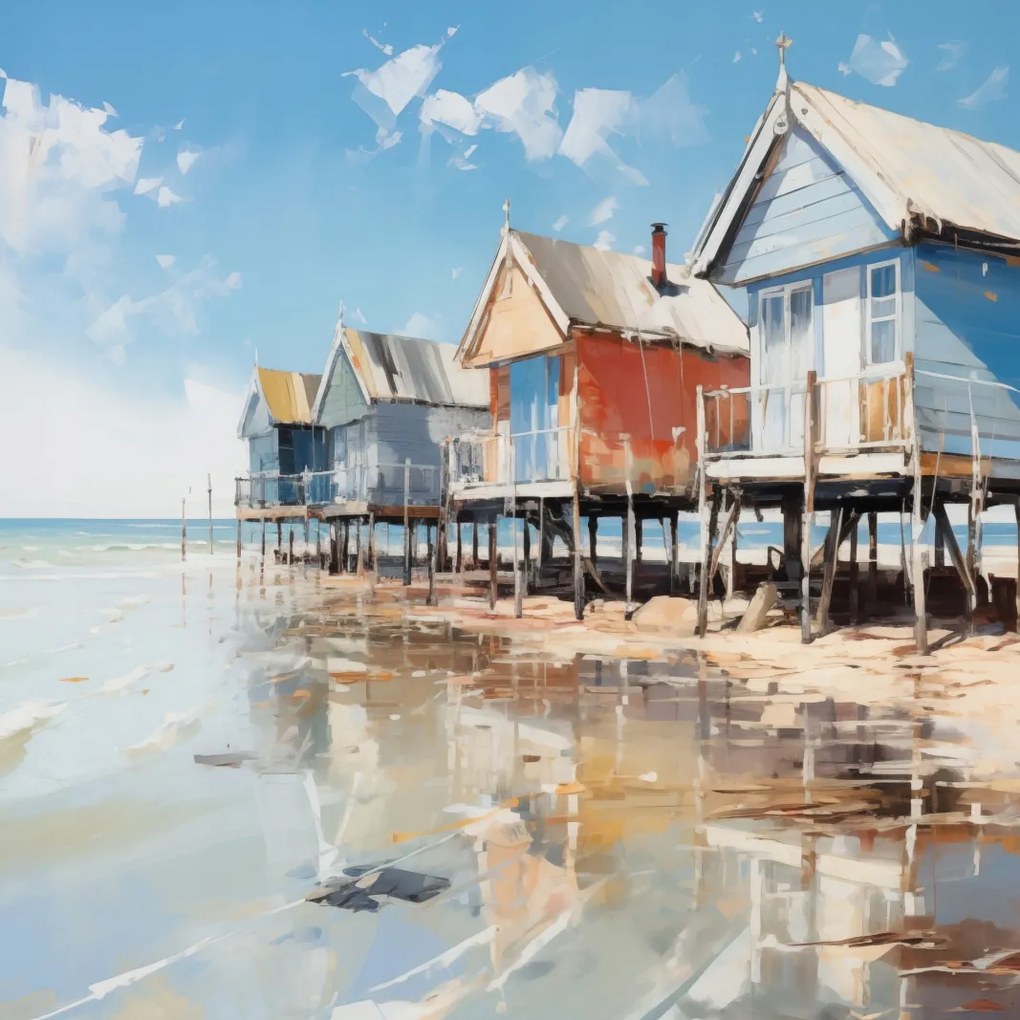 Poszter 20x20cm Festői tengerparti kunyhók