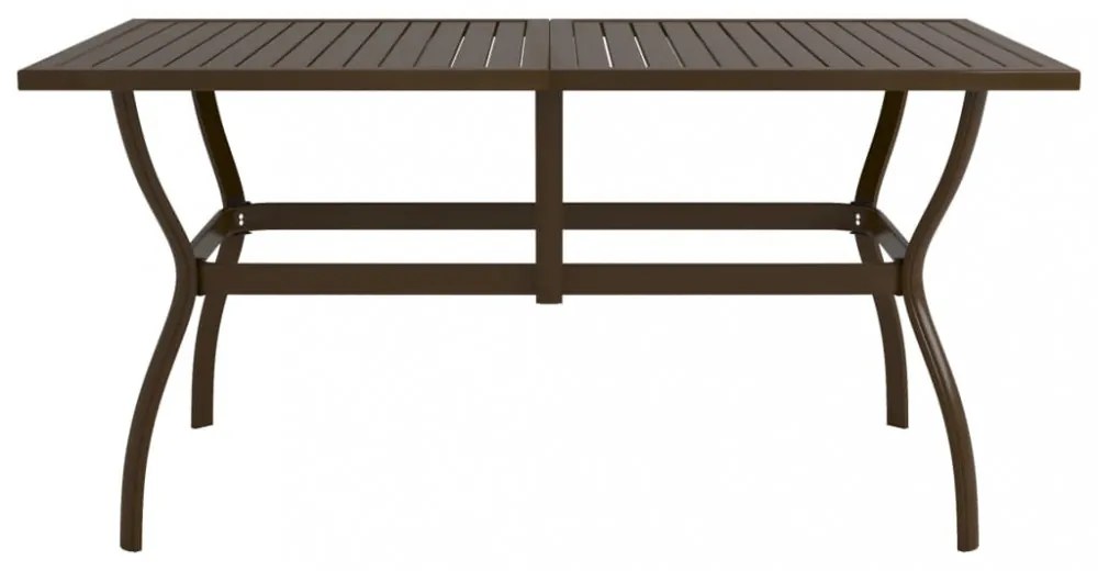 barna acél kerti asztal 140 x 80 x 72 cm