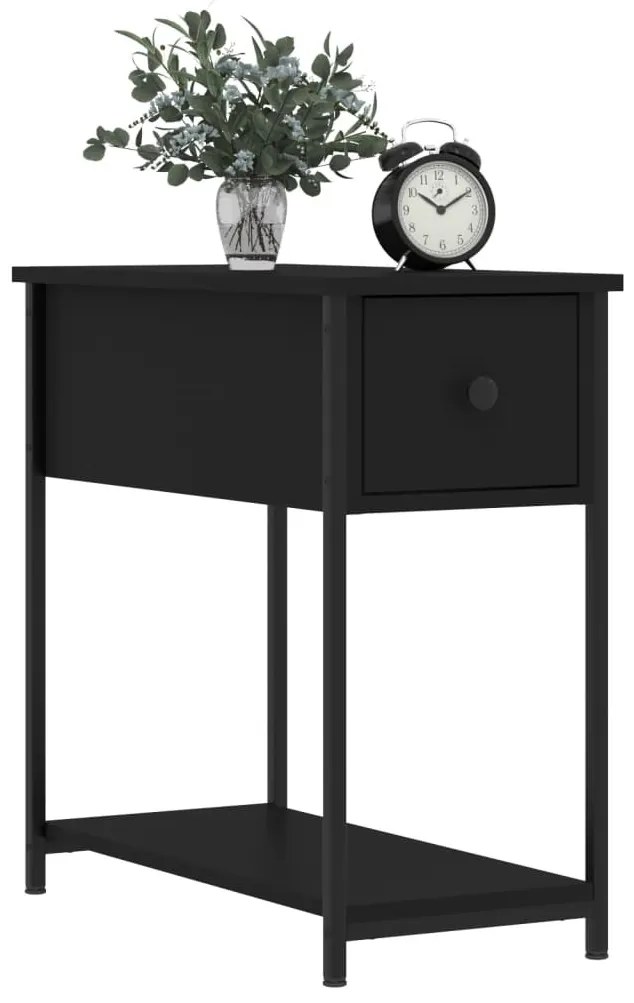 2 db fekete szerelt fa éjjeliszekrény 30x60x60 cm