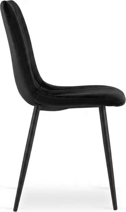 Fekete bársony szék LAVA ONYX fekete lábakkal