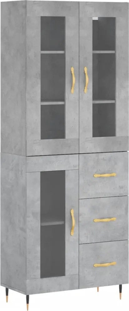 vidaXL betonszürke szerelt fa magasszekrény 69,5 x 34 x 180 cm