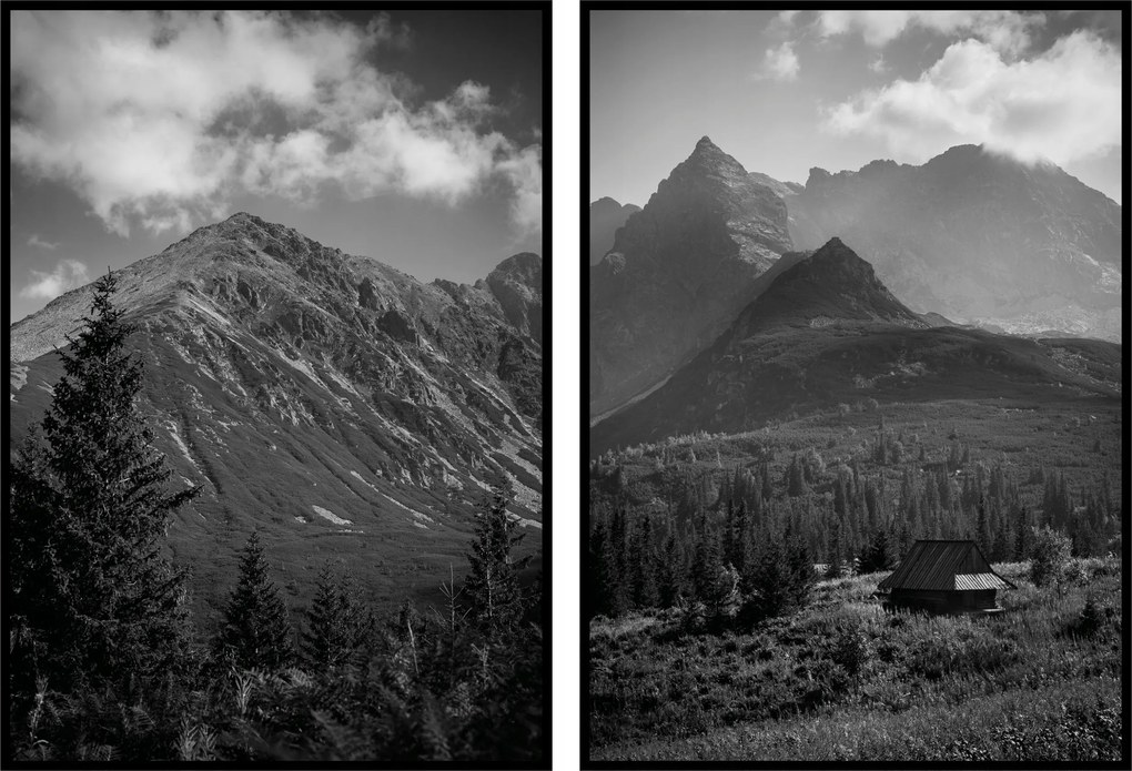 Elásott hegyek táj poszter Lánctalpas csarnok templom 2db 50x70cm