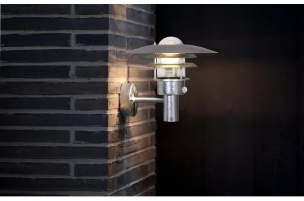 Nordlux - LONSTRUP kültéri fali lámpa érzékelővel 1xE27/60W/230V IP44 ezüstszínű