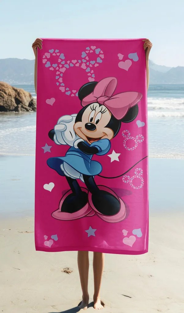Disney Minnie Pink Star fürdőlepedő, strand törölköző 70x140cm