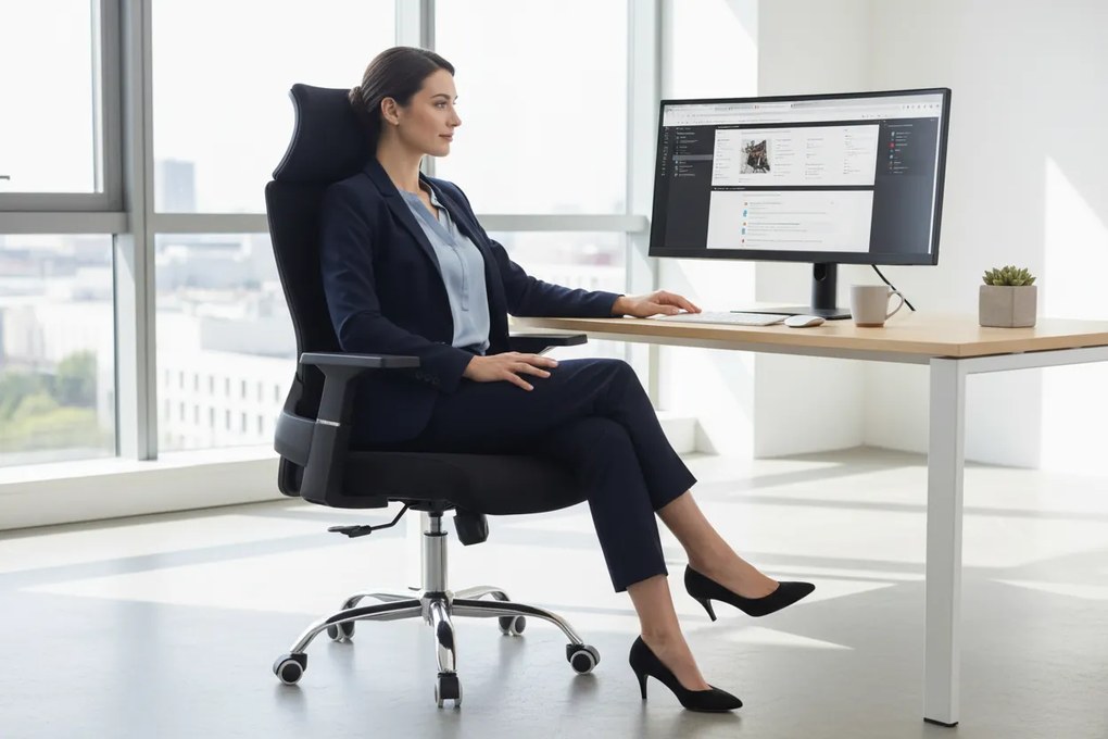 Irodai szék, fekete/króm, teherbírás 150 kg, HOLGER