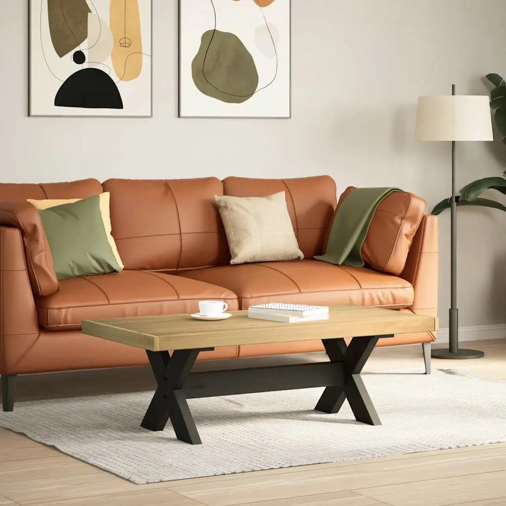dohányzóasztal NOAIN X alakú lábak 120x60x40cm tömör fa fenyőfa