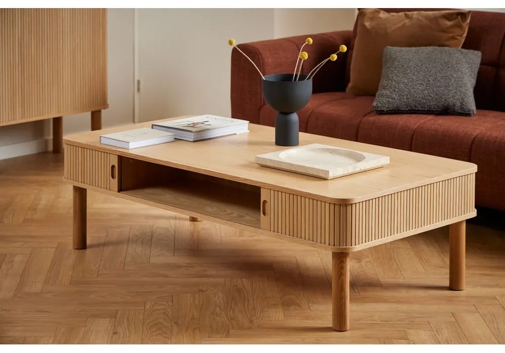 Natúr színű dohányzóasztal tölgyfa dekorral 70x130 cm Langley – Actona