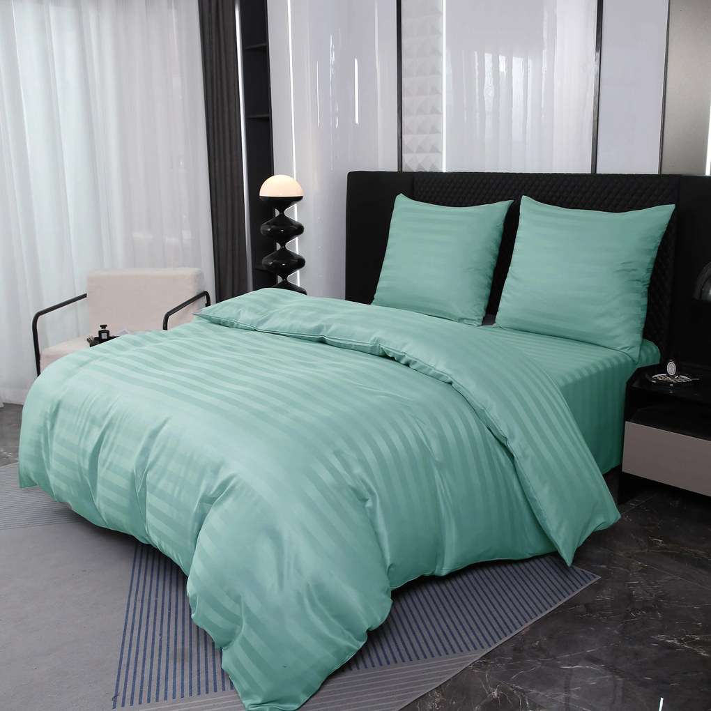Hotel ágynemű mikroszálas JASMINE mentol - 2 cm-es csík, hotelszélű kialakítás Ágyneműhuzat mérete: 70 x 90 cm | 140 x 220 cm