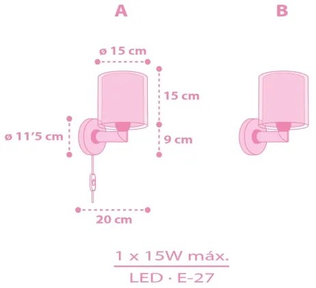 Dalber 41259 - Gyerek fali lámpa HELLO KITTY&FRIENDS 1xE27/15W/230V rózsaszín