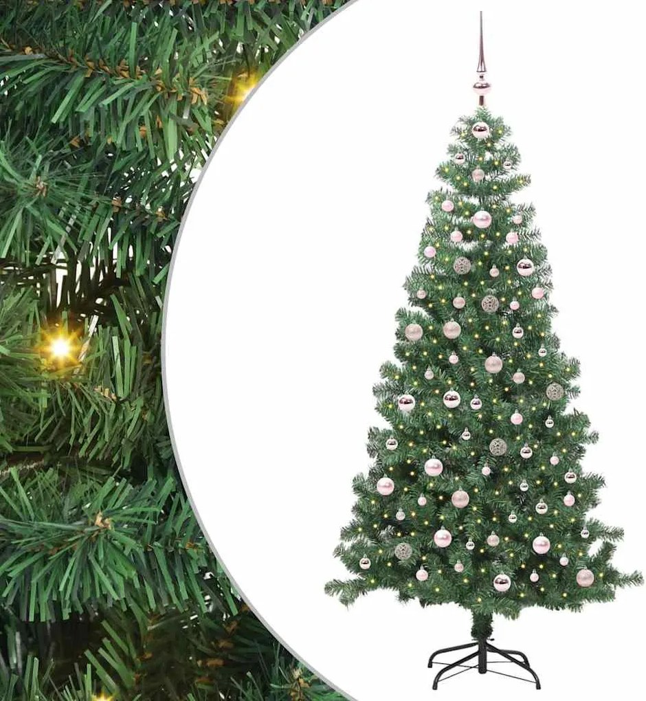 vidaXL Karácsonyfa 300 LED-del állvánnyal Zöld 240 cm PVC