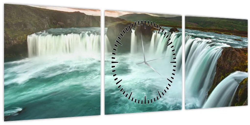 Kép - Vízesések (órával) (90x30 cm)
