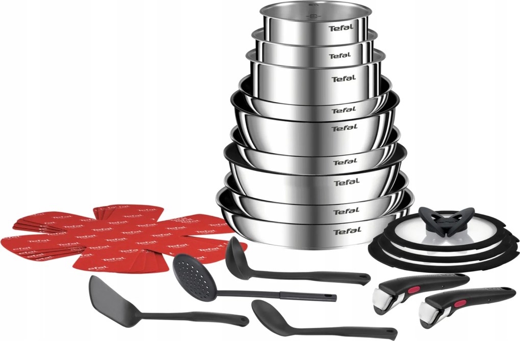 Edények Serpenyők Tefal Ingenio Szett 22 El. Titán Acél Inox Indukciós Gáz