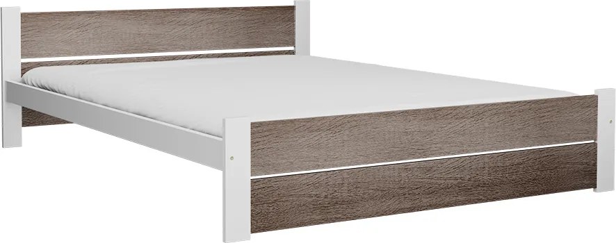 Ágy IKAROS DOUBLE 140 x 200 cm, fehér/szarvasgomba tölgy Matrac: Deluxe 10 cm matraccal, Ágyrács: Lamellás ágyráccsal