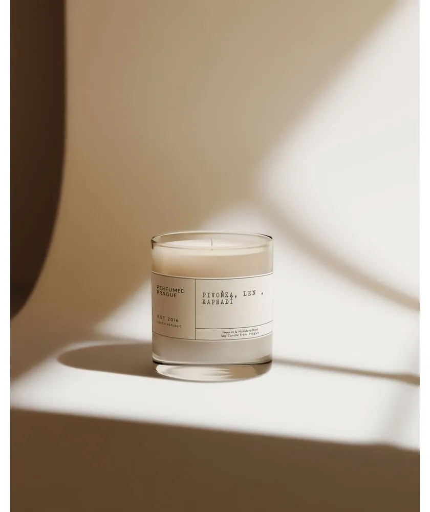 Illatos szójaviasz gyertya égési idő 40 ó #68 Peony, Linen, Fern – Perfumed Prague