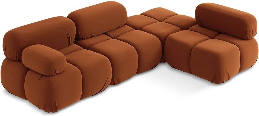 Narancssárga bársony moduláris sarokkanapé (jobb oldali) Lokua – Makamii