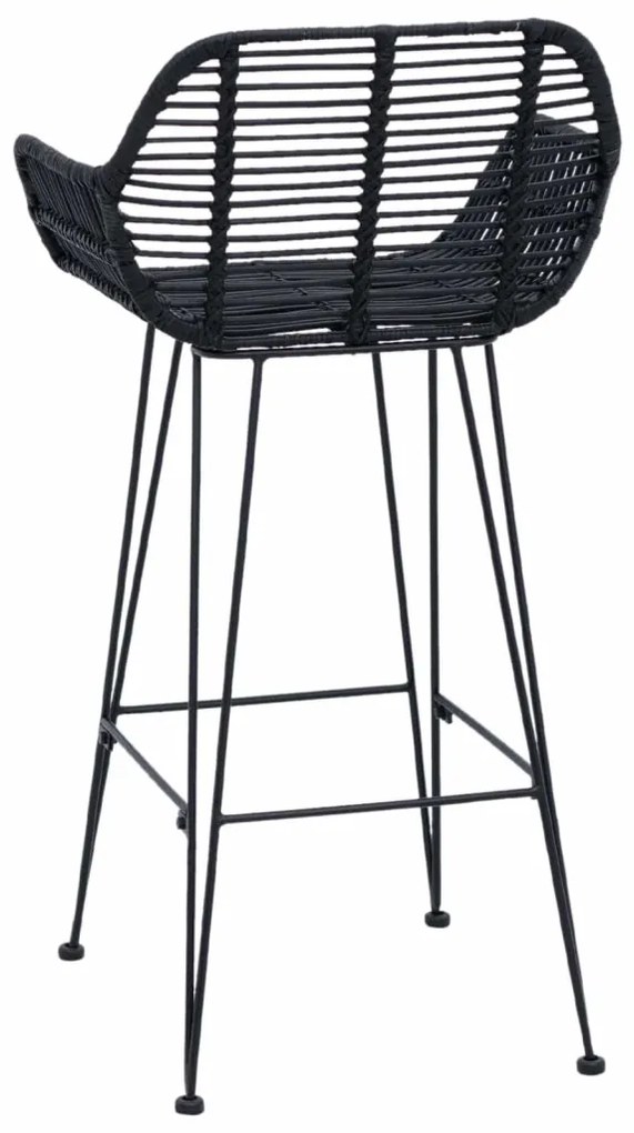 Bárszék 2 pcs Fekete 55 x 52 x 92 cm Rattan és Vas