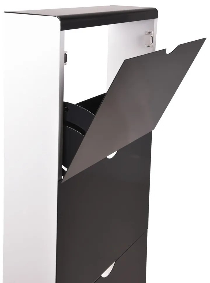 Fekete fém billenő ajtós cipőtartó 51x138x16 cm – Household Pleasure