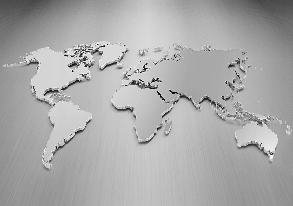 Fotótapéta Világtérkép Szürke metál vinil 368x254 Földrajz Oktatás +ragasztó