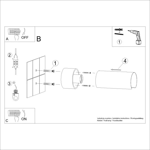 Sollux SL.1676 - Fali lámpa FLASH 1xE27/15W/230V fehér