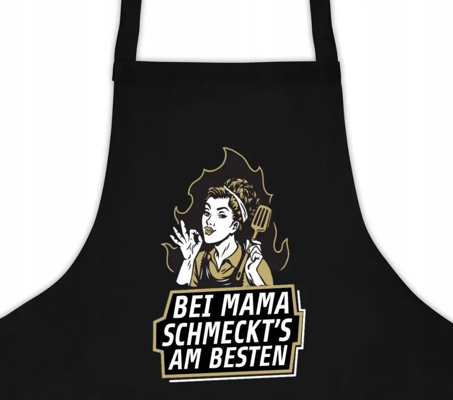 Védő Konyhai Kötény Fekete 220g Nyomott Mintás Grill Kötény