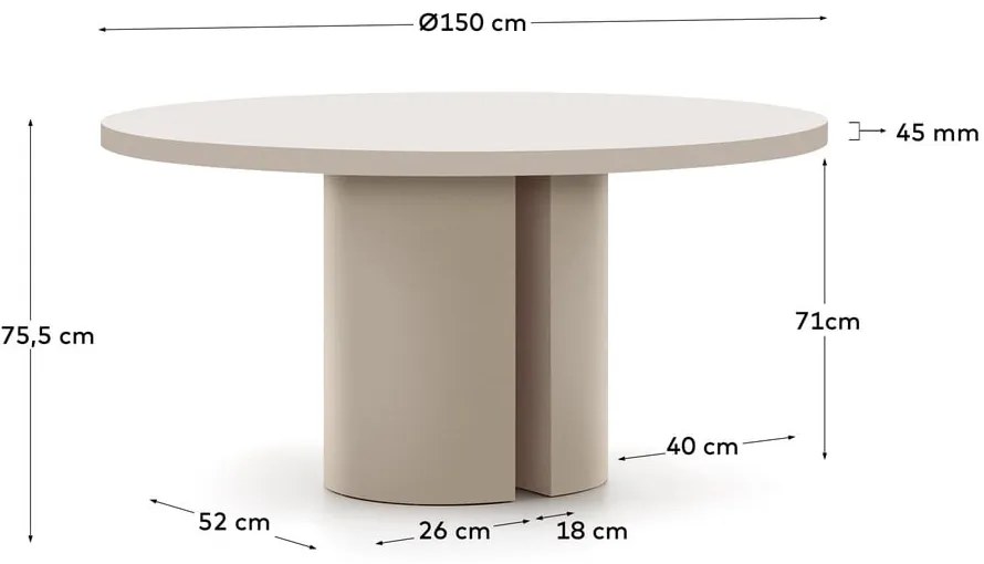Étkezőasztal ø 150 cm Nealy – Kave Home