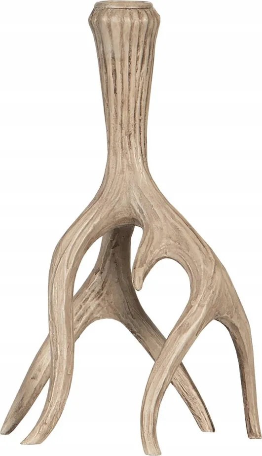 Gyertyatartó Kürt asztali gyertyához bézs 22cm magas