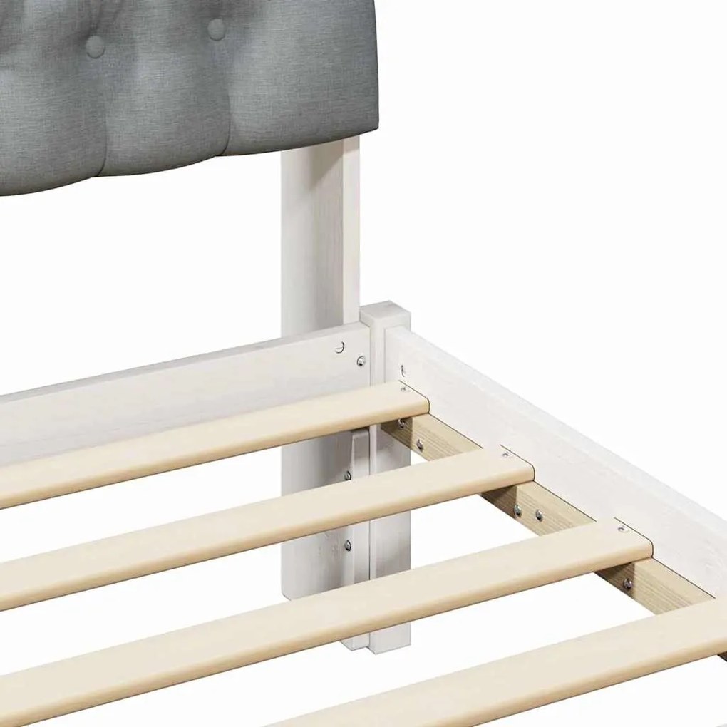 Ágykeret Kárpitozott Fejtámlával fejtámlával Fehér 120 x 200 cm