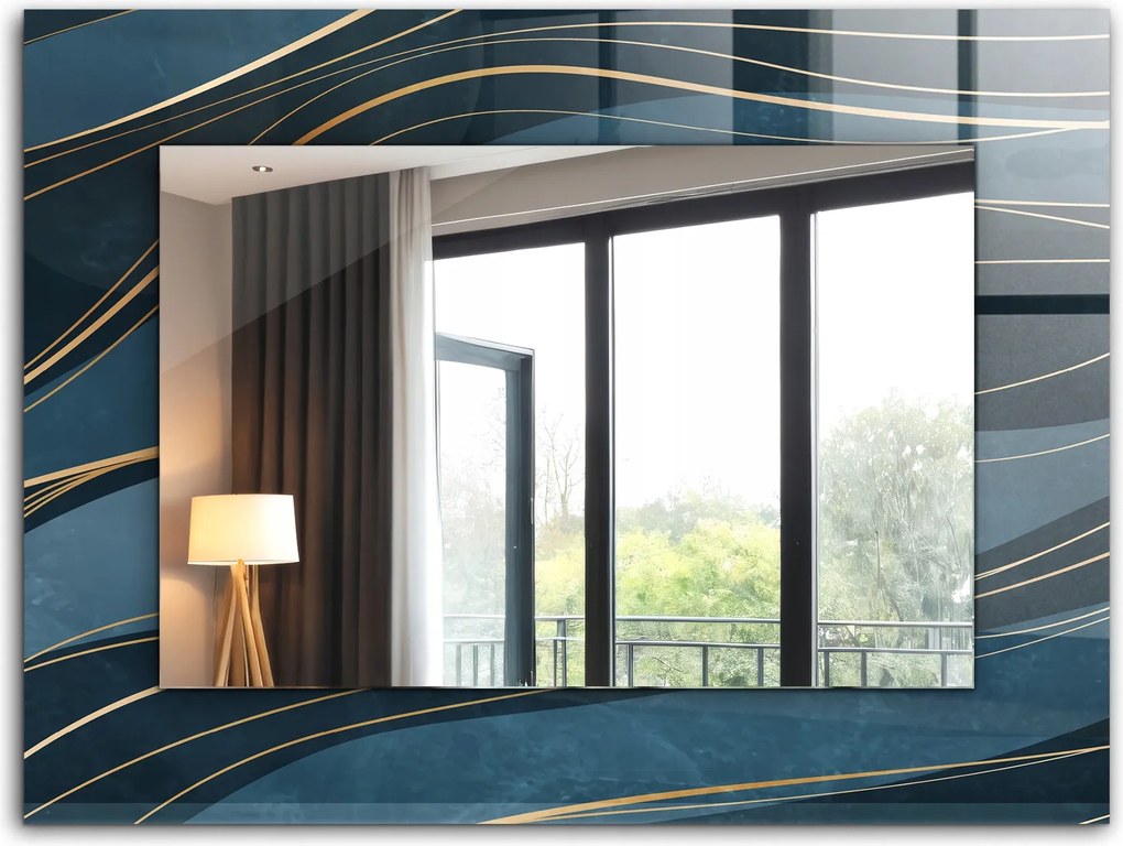 Fali tükör edzett üveg kerettel 80x60 cm Absztrakt vonalak