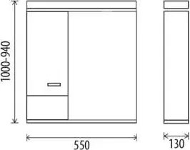 Viva STYLE Tükrös fürdőszobai szekrény LED világítással - BALOS szekrénnyel - 55 x 97 x 15 cm