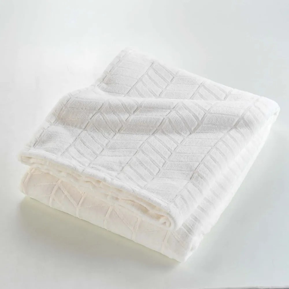 Krémszínű mikroflanel ágytakaró 180x220 cm Arya – douceur d'intérieur